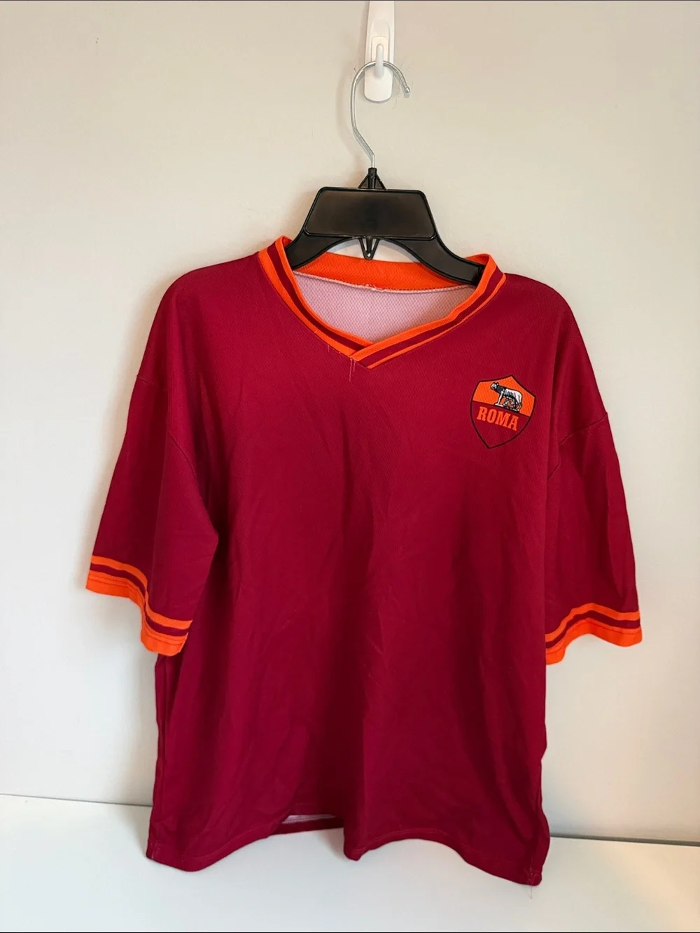 Roma #10 Totti Kids Short Sleeve Soccer Jersey in Burgundy with Orange Trim